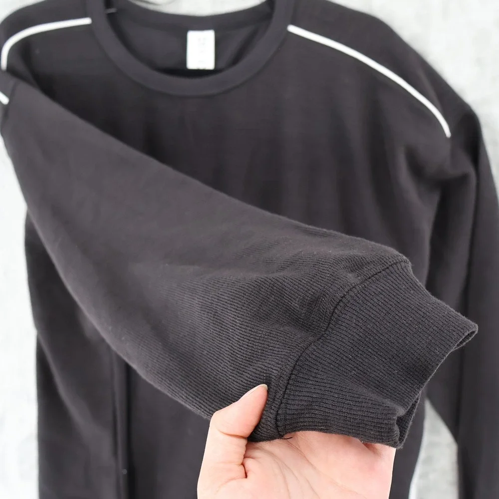 Cotton On Body Ribbed Long Sleeve Beach Top Women Medium Black Piping Resort NWT